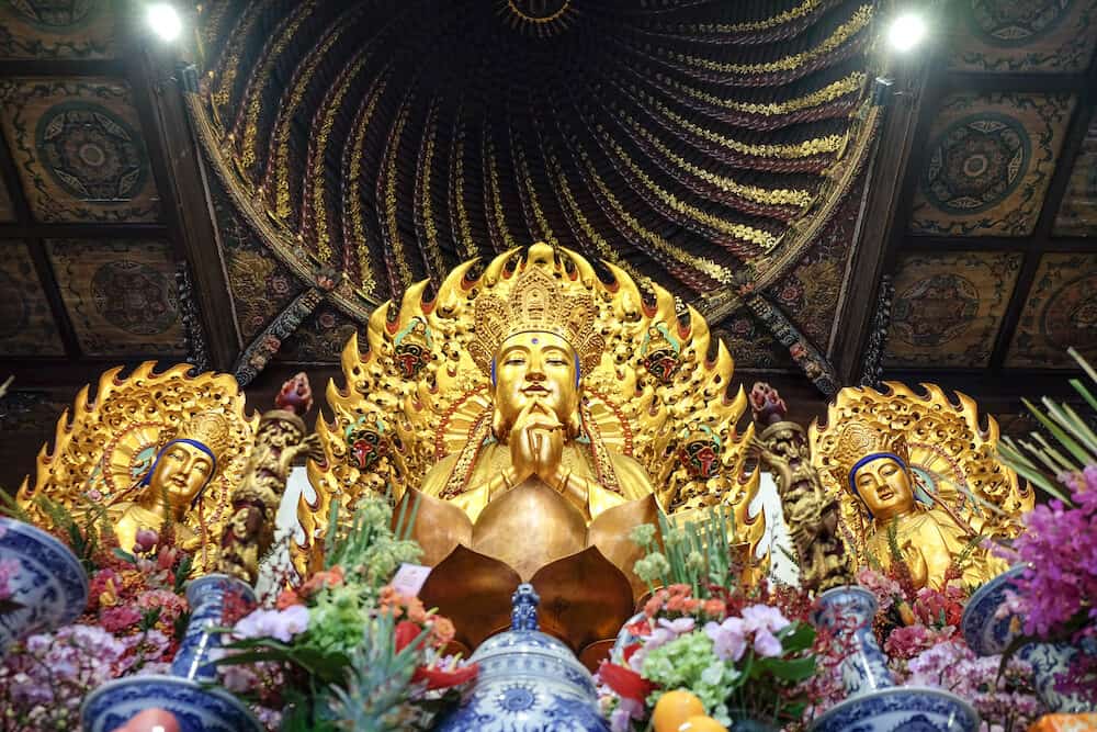 SHANGHAI - Buddha statue in the The Jade Buddha Temple.felling relaxing. The famous temple in Shanghai.