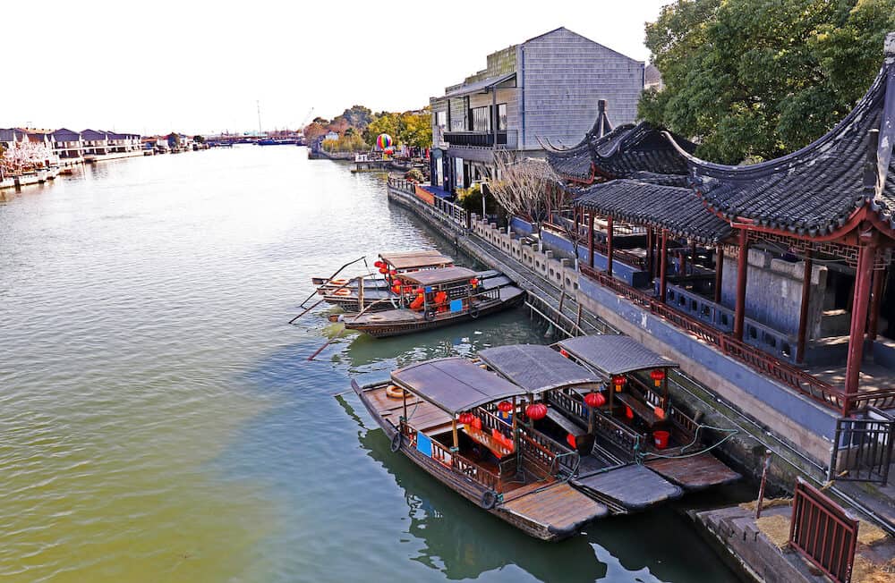 Zhujiajiao Ancient Town, is an ancient water village also known as the "pearl stream." Best known for its bridges, built during Ming and Qing Dynasty. Shanghai, China