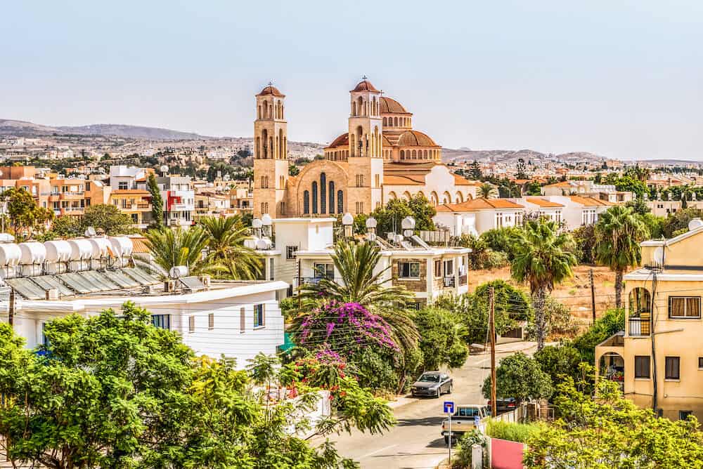 View of the city of Paphos in Cyprus. Paphos is known as the center of ancient history and culture of the island. It is very popular as a center for festivals and other annual events.