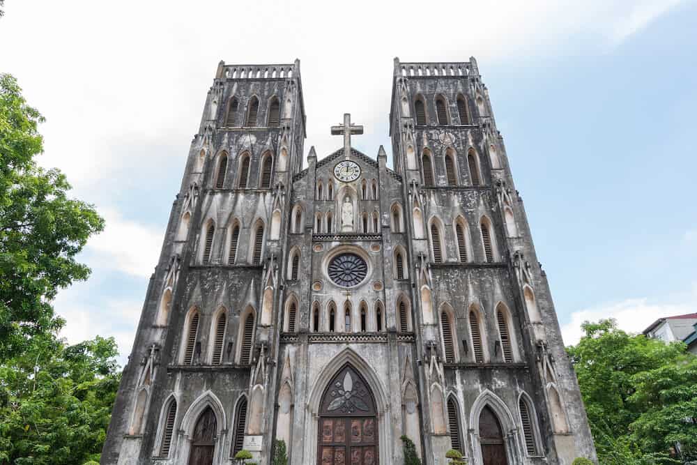 HANOI/VIETNAM - St Joseph's Cathedral is a old church Its a late 19th-century Gothic Revival (Neo-Gothic style) church that serves as the cathedral of the Roman Catholic Archdiocese of Hanoi to nearly 4 million Catholics in the country. in OLD QU