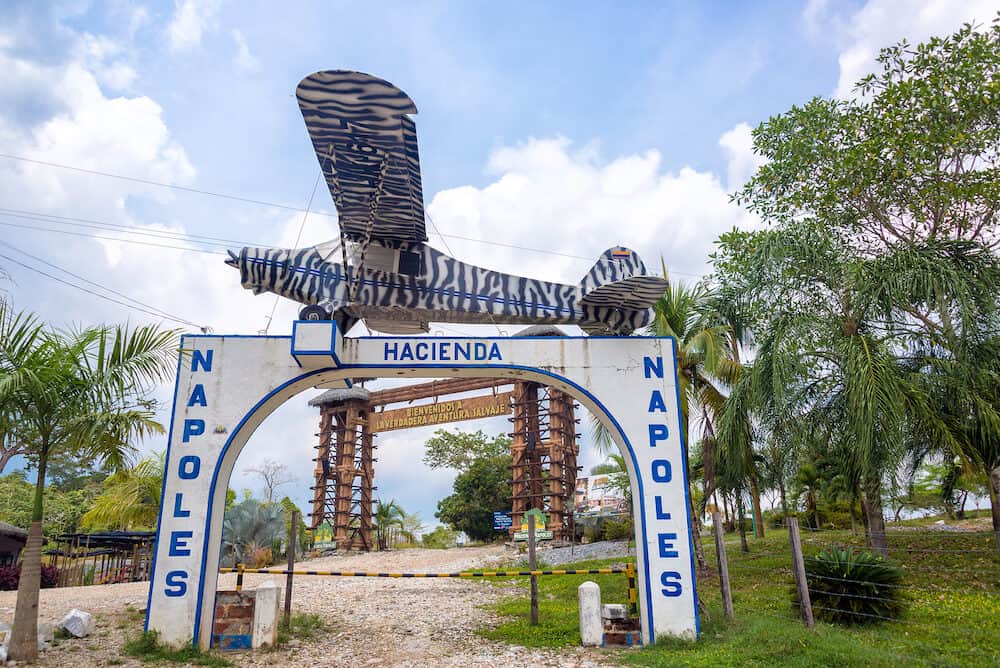 PUERTO TRIUNFO COLOMBIA - : Entrance to Hacienda Napoles .Hacienda Napoles was the ranch of drug dealer Pablo Escobar