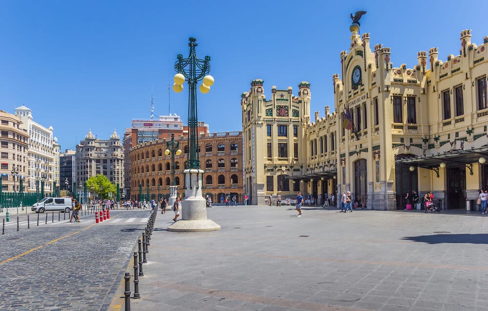 VALENCIA, SPAIN - Facade of the railway station in Valencia, Spain