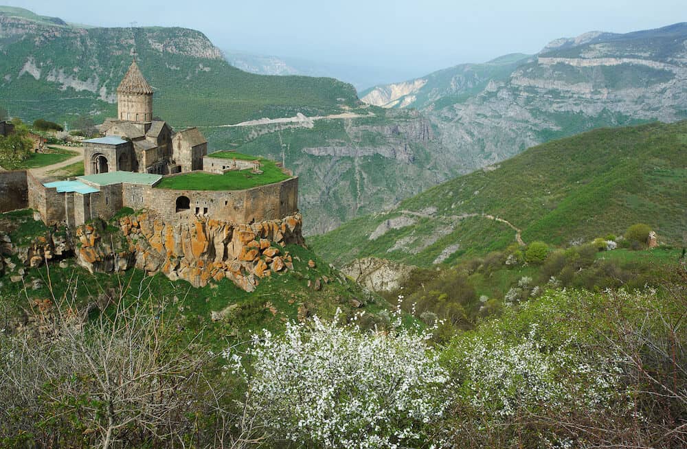 View on the ancient Tatev monastery Armenia