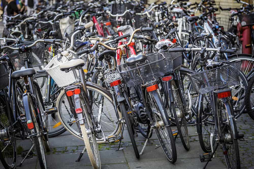 A lot of bicycles parked in the Danish city of Aarhus