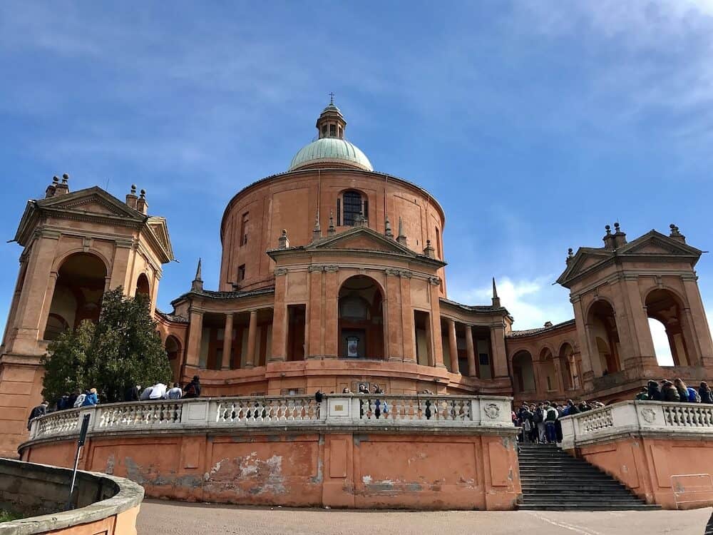 BOLOGNA - Santuario Madonna di San Luca in Bologna, Italy. The Sanctuary of the Madonna of San Luca is a basilica church sited atop a forested hill, Monte della Guardia.