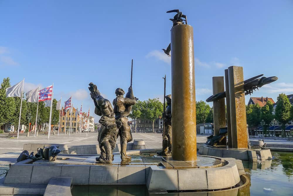 T Zand Square Fountain in Bruges Belgium