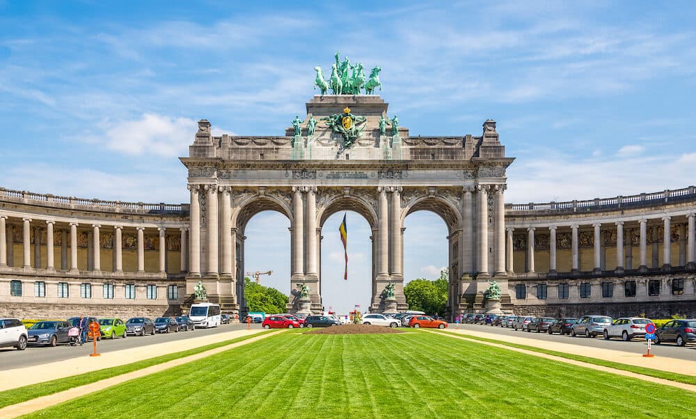BRUSSELS,BELGIUM - View at the Triumphal Arch (Cinquantenaire)in Brussels. Brussels is the capital of Belgium.