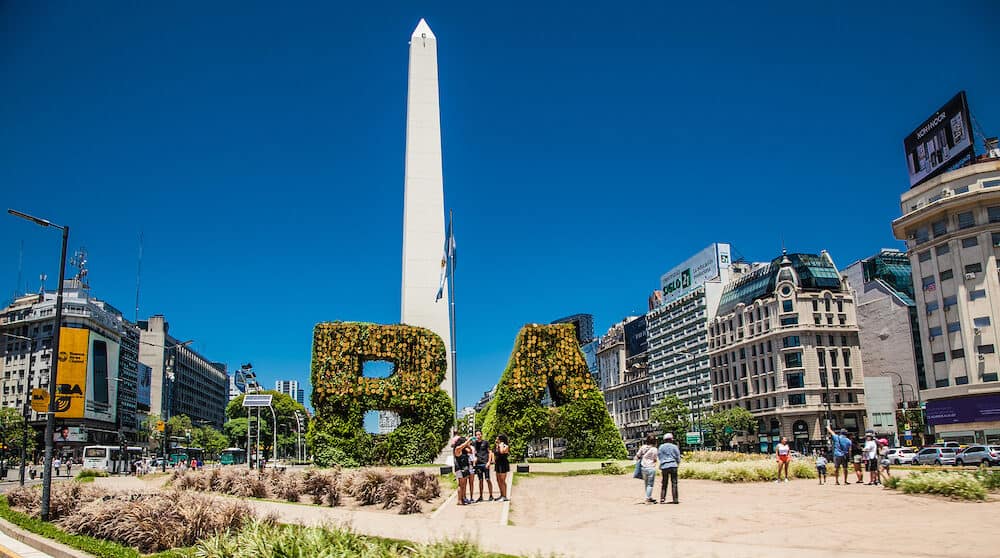 Buenos Aires Argentina - The Obelisk at Plaza de la Republica built in 1936. is a major touristic destination in Buenos Aires, Argentina.