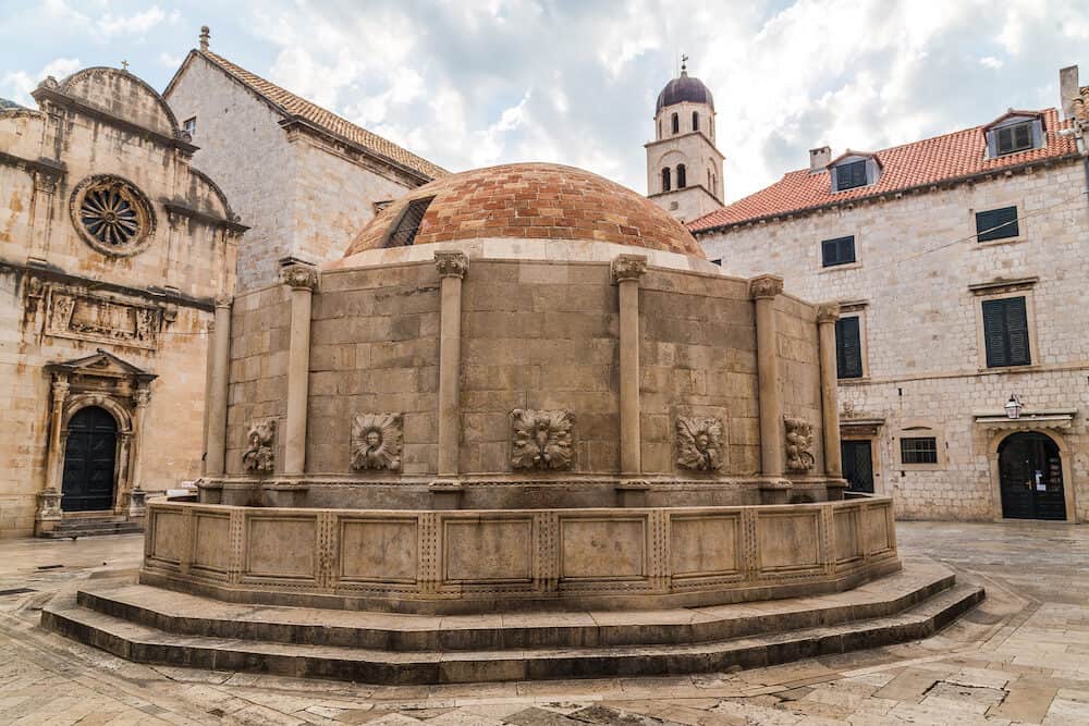 A view of Onofrio's Big Fountain at Poljana Paskoja in Dubrovnik Old Town during the day