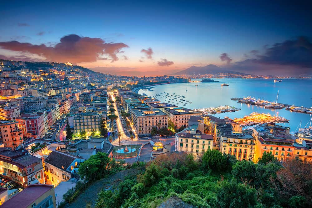 Naples, Italy. Aerial cityscape image of Naples, Campania, Italy during sunrise.
