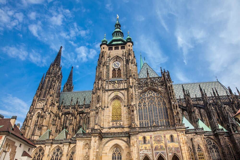 Facade of the Metropolitan Cathedral of Saints Vitus, Wenceslaus and Adalbert in Prague