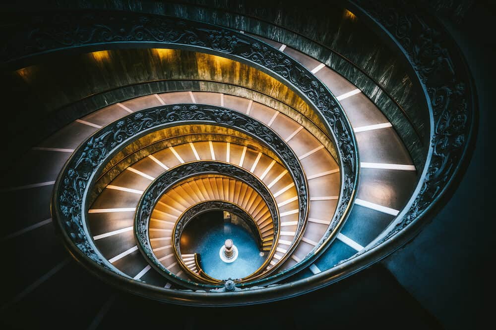 Rome, Italy - Bramante Staircase in Vatican Museums in the Vatican City , Rome , Italy . The double helix staircase is is the famous travel destination of The Vatican and Rome , Italy.