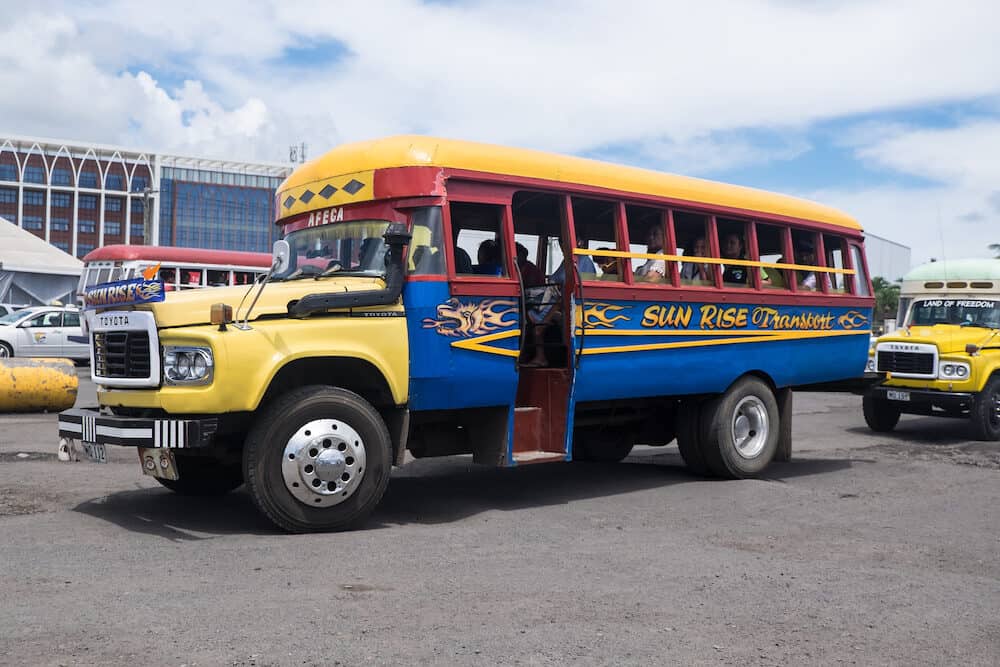 Apia, Samoa - Vintage buses at Apia bus station on Upolu Island