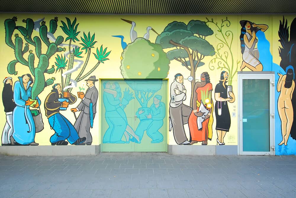Multicultural wall painting in Antwerp, Belgium