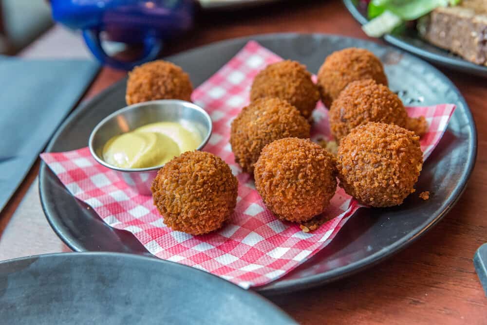 Bitterballen, a typically Dutch food croquet with mayo