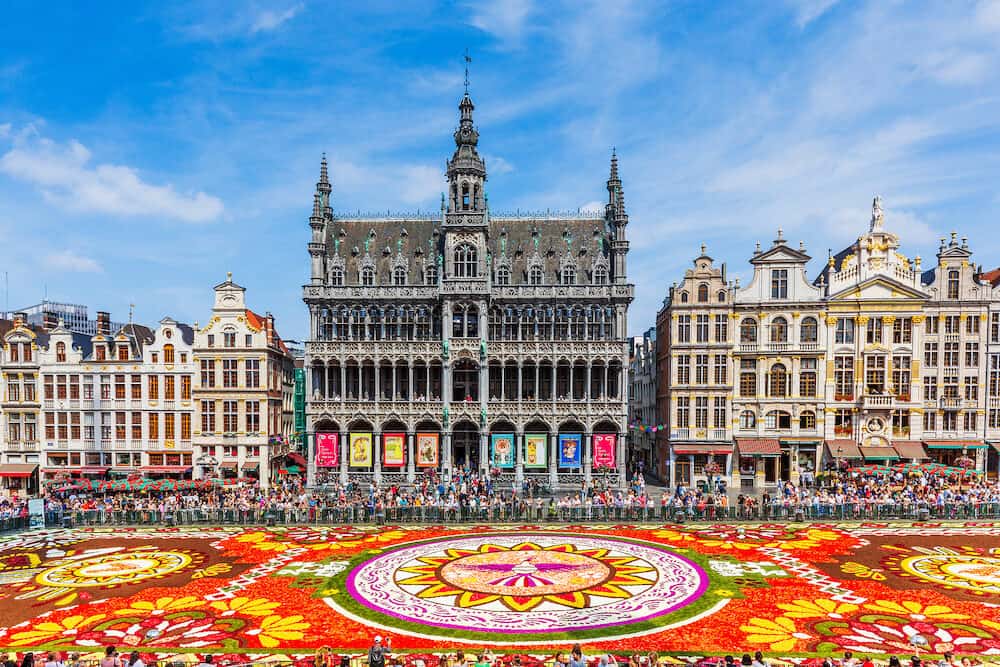 Brussels, Belgium - Grand Place during Flower Carpet festival. This year theme was Mexico.