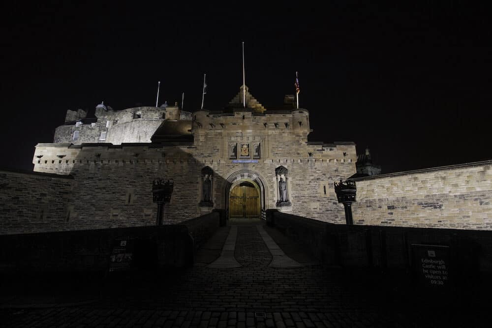 Edinburgh Castle entrance, at night, Edinburgh, Scotland