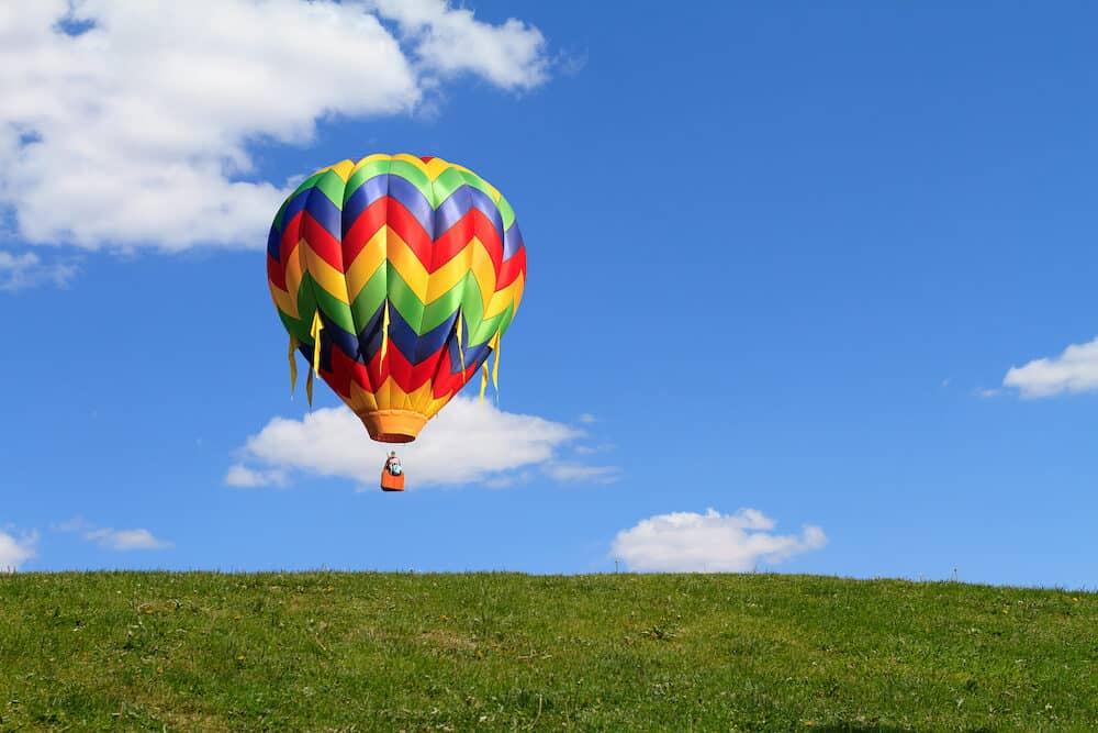 colorful hot air balloon over blue sky