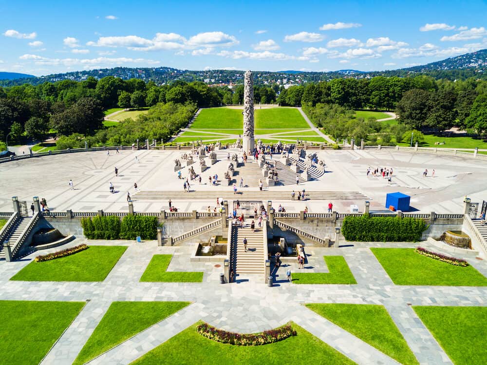 Vigeland sculpture park or Vigelandpark in Oslo, Norway. Vigeland is located in the Frognerpark in Oslo.