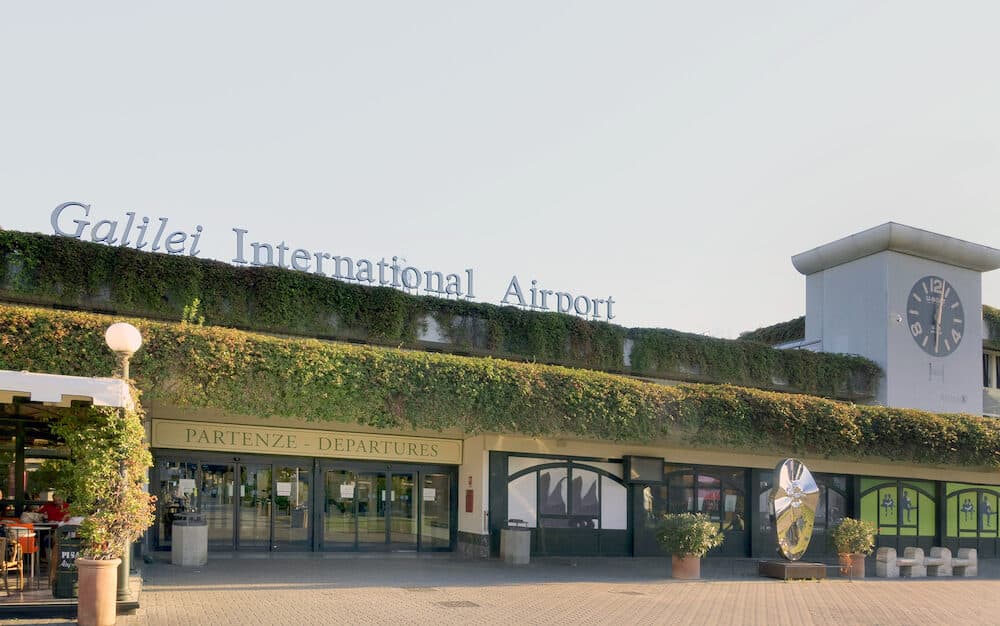 PISA,ITALY- : Pisa international airport Galileo Galilei named after the famous scientist from Pisa is the main airport in Tuscany. No People