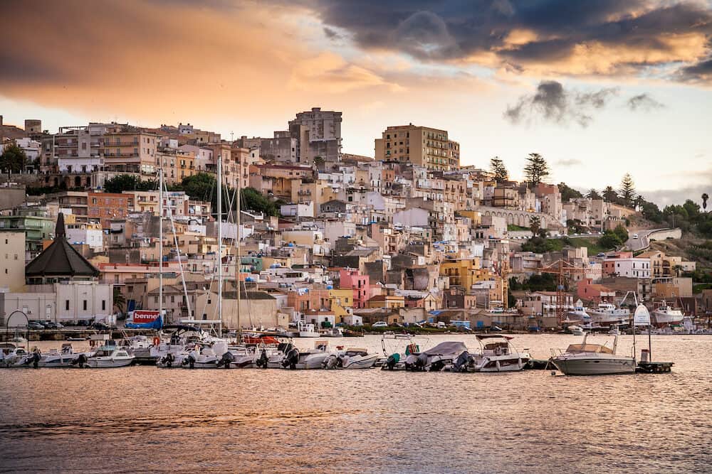 SCIACCA ITALY - panoramic view of coastline in Sciacca Italy. Sciacca is known as the city of thermal baths since Greek