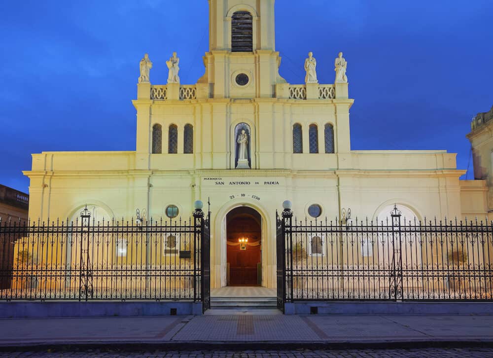 Argentina Buenos Aires Province San Antonio de Areco Twilight view of the San Antonio de Padua Church.