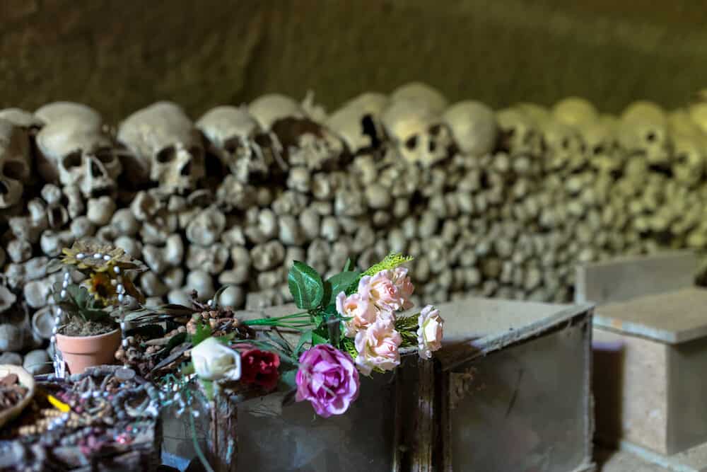 Skulls in Fontanel cemetery Sanità quarter Naples