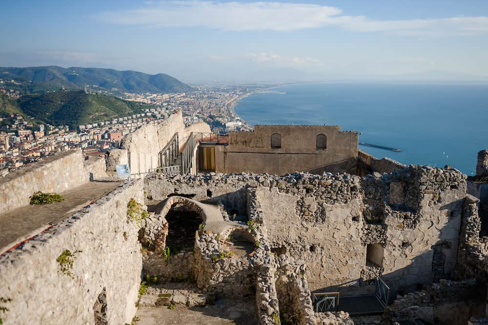 Panoramic view of the gulf from the top of the castle Arechi