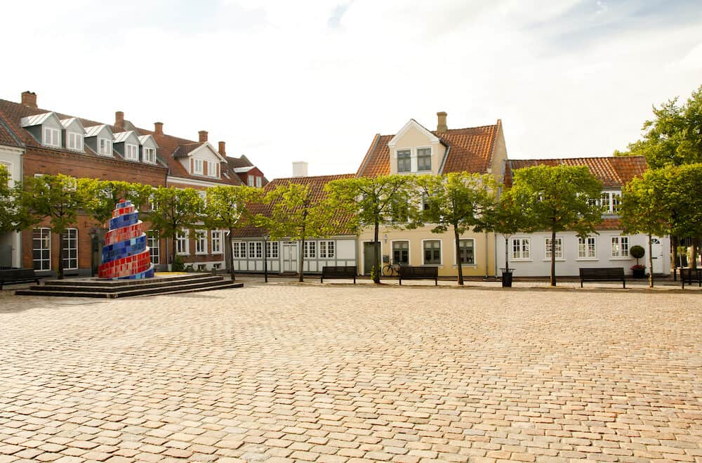 Old town of Odense, Denmark. Hans Christian Andersen's hometown. Odense, Denmark.