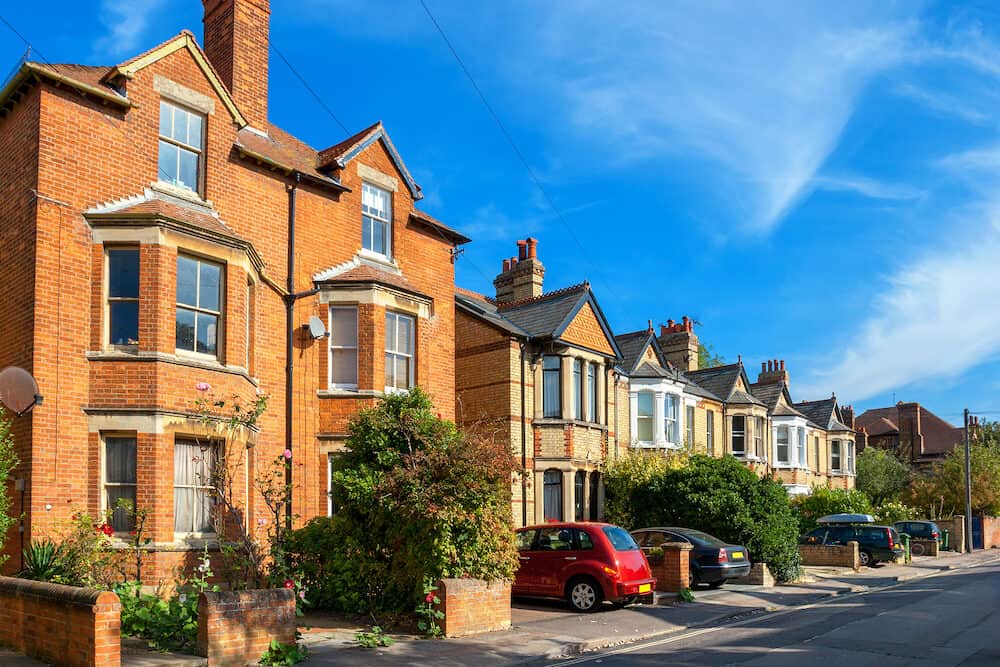 Typical brick town houses in Oxford. England UK