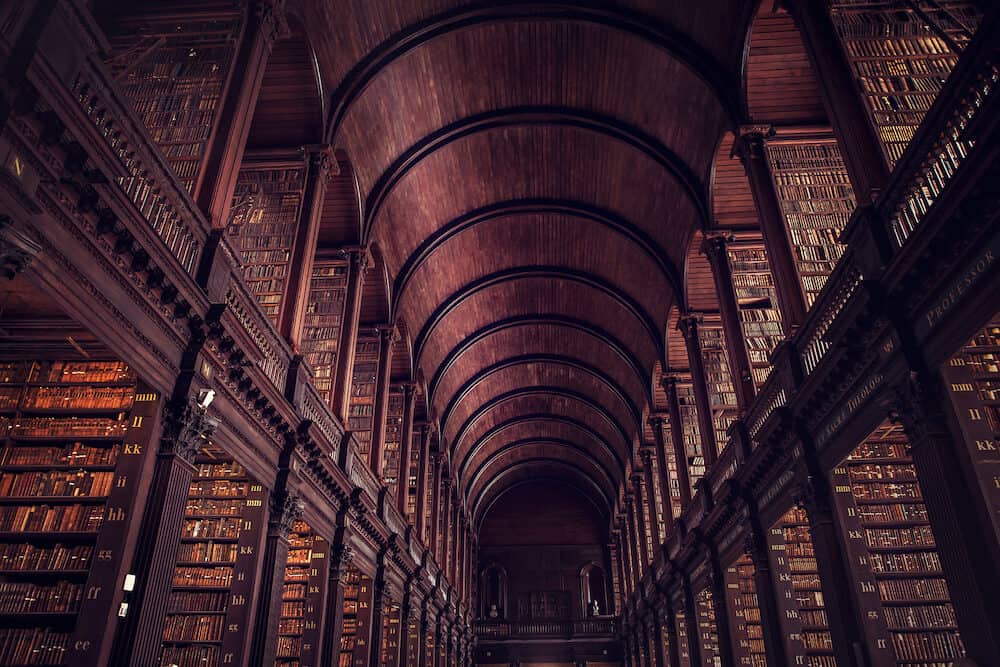 DUBLIN, IRELAND - The Long Room in the Trinity College Library in Dublin, Ireland.