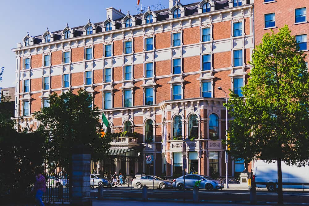 DUBLIN, IRELAND - exterior of the Shelbourne Hotel in Dublin city centre