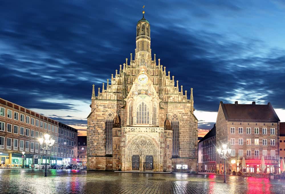 Nuremberg Hauptmarkt - cathedral Bavaria in a Germany