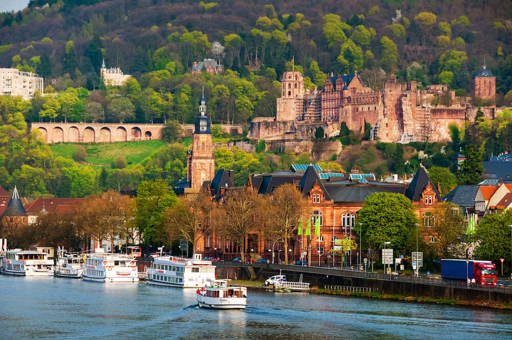 Heidelberg Germany. View of Renaissance style Heidelberg Castle - ruin and a landmark in Germany. Popular tourist destination most famous attraction of the area