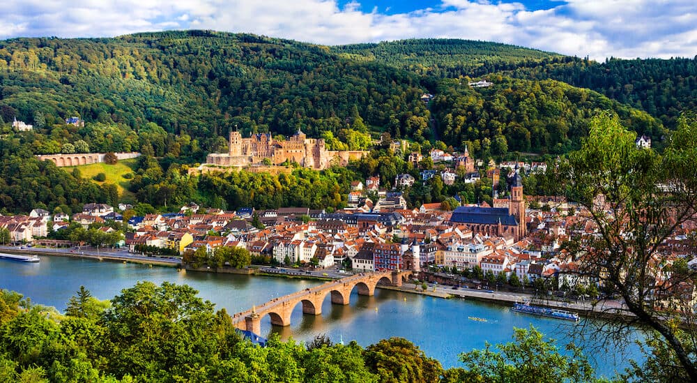 Landmarks of Germany - beautiful medieval Heidelberg town with impressive castle and bridge