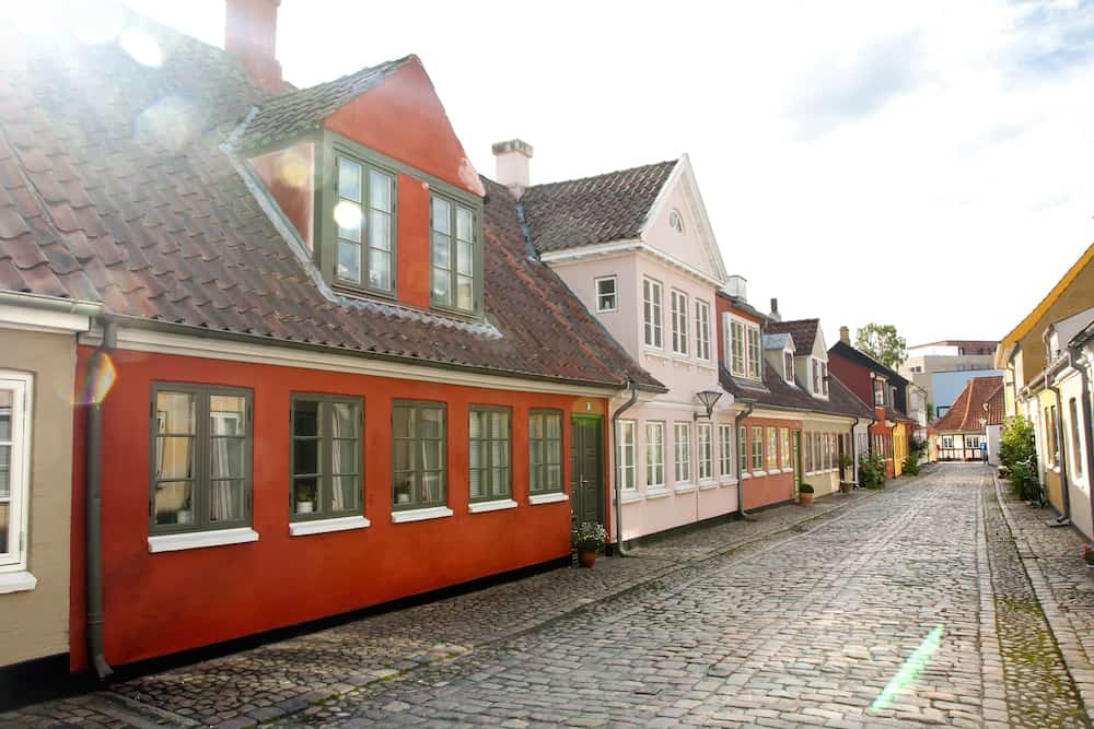 Old town of Odense, Denmark. Hans Christian Andersen's hometown. Odense, Denmark.