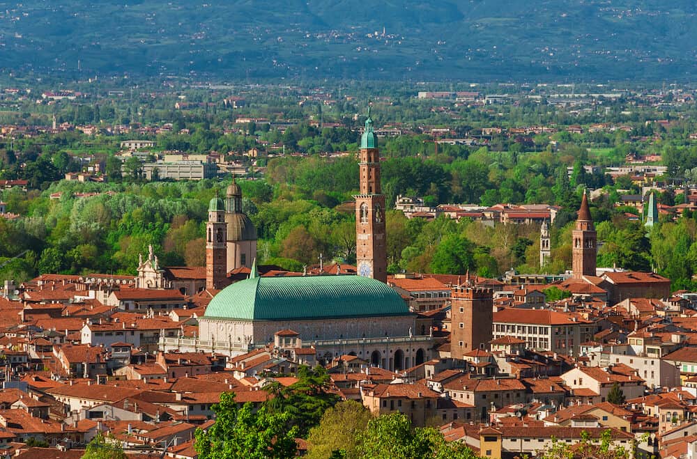 View of Vicenza historic center with the famous renaissance Basilica Palladiana