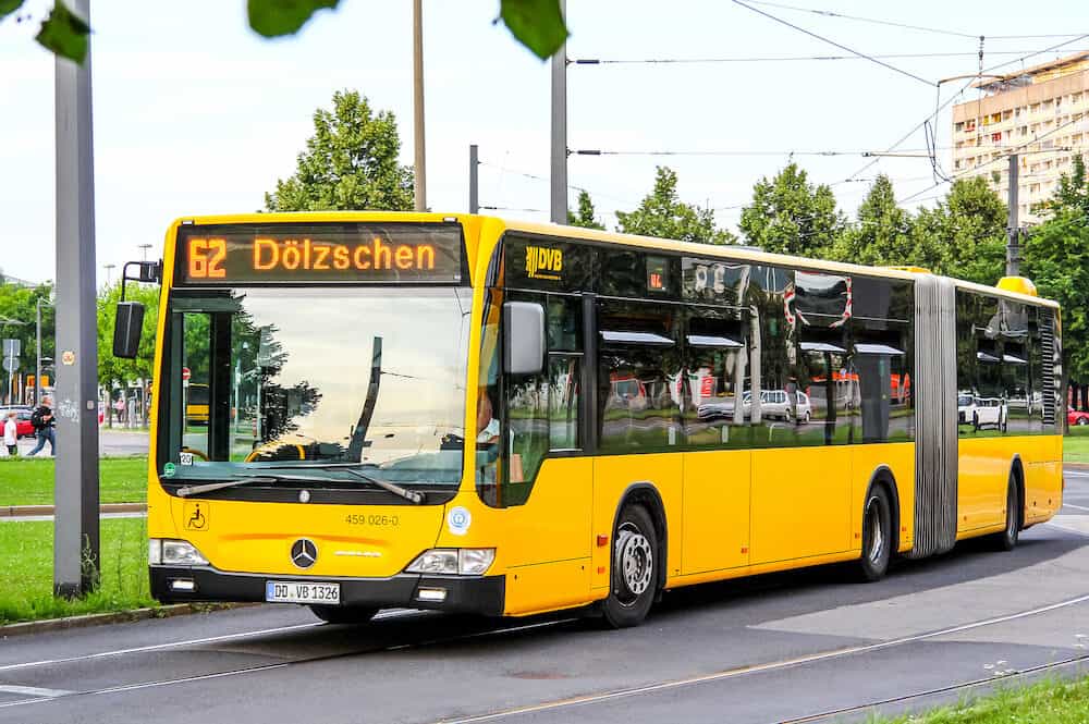 DRESDEN GERMANY - Modern articulated bus Mercedes-Benz O530 Citaro G in the city street.
