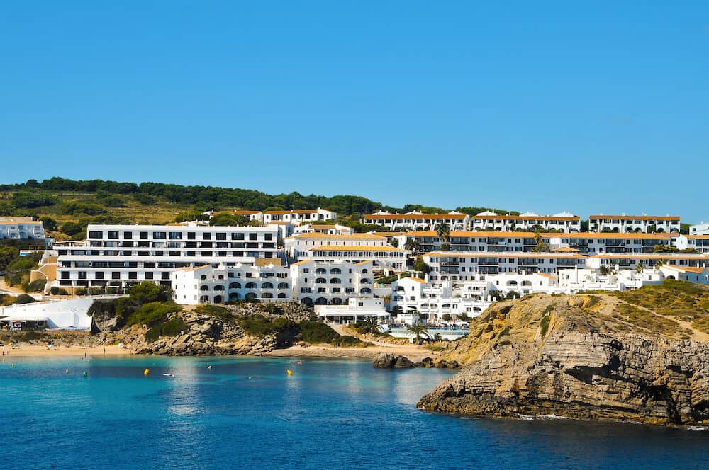 view of Arenal d'es Castell beach in Menorca Balearic Islands Spain