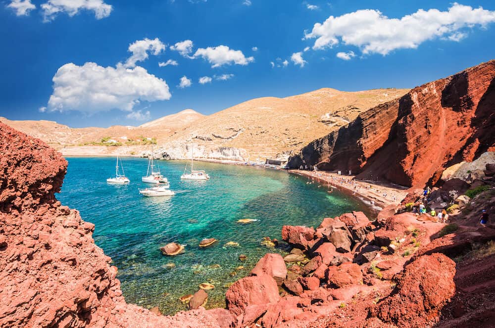 Red beach. Santorini, Cycladic Islands, Greece. Beautiful summer landscape with one of the most famous beaches in the world.