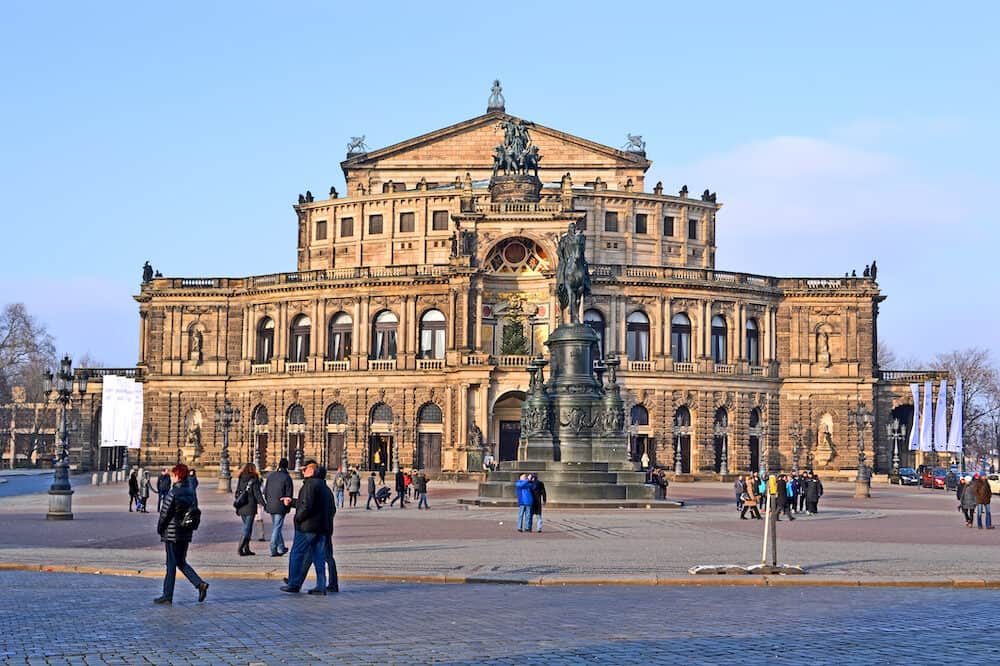 DRESDEN, GERMANY - The Semperoper Opera House aka Sachsische Staatsoper Dresden (Saxon State Opera) on December 28, 2014 in Dresden, Germany. It was found in 1841 (original) and has few reconstructions in 1878 and 1985.