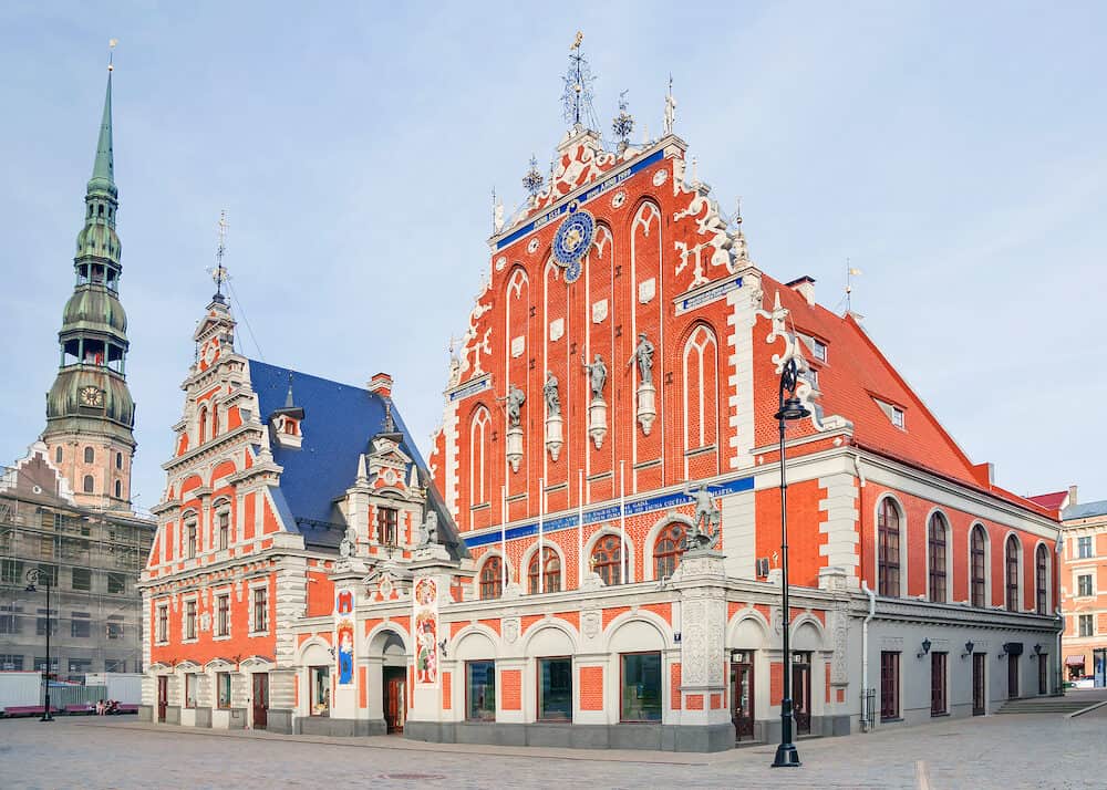 Riga, Latvia. Blackheads House at Town Hall Square in Riga