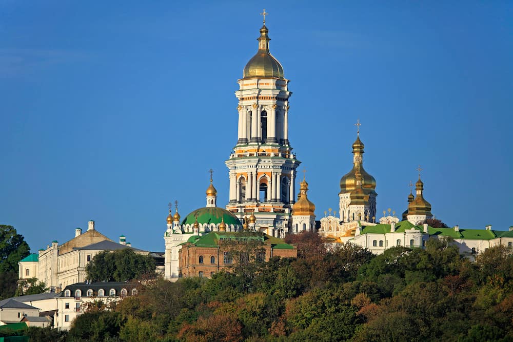 Distinguished Spiritual Center of Ukraine. Kiev Pechersk (Kyiv Pechersk) Lavra monastery and it’s bell tower (Great Belfry). Historical and cultural reserve – UNESCO object. Shrine of Ukraine