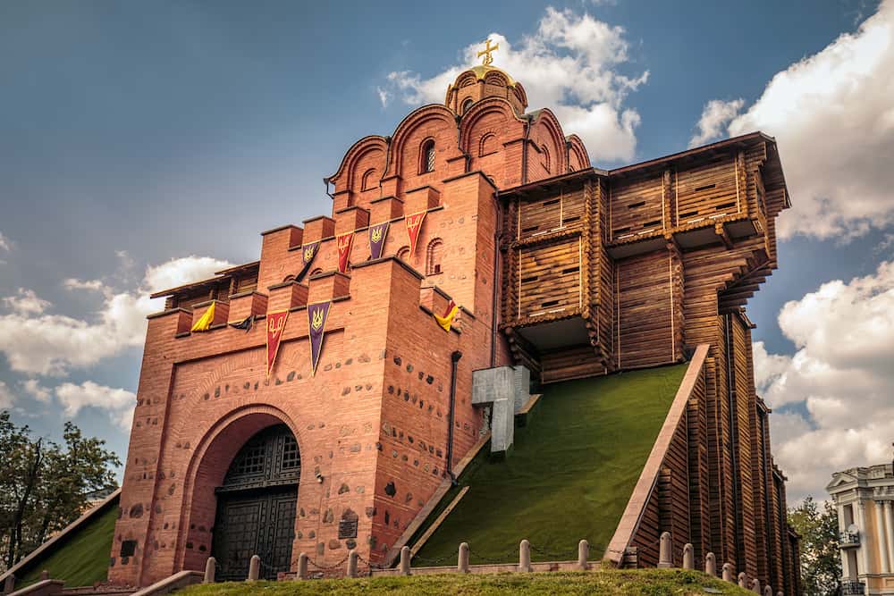 Famous Golden Gates in Kiev - one the most visited touristic places of the city, Ukraine.