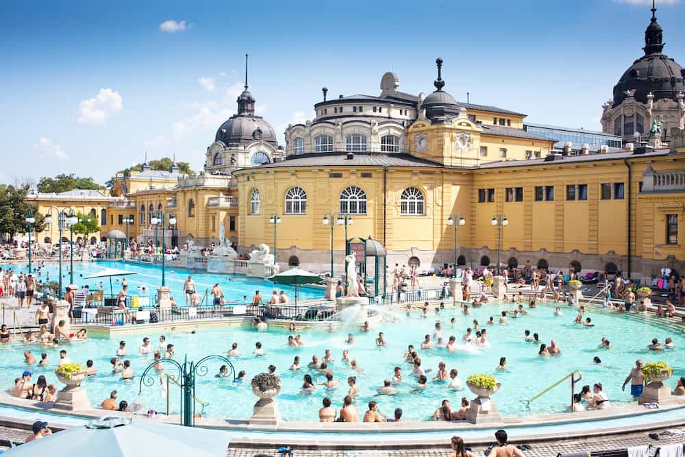 BUDAPEST, HUNGARY - Szechenyi Baths in Budapest, Hungary.