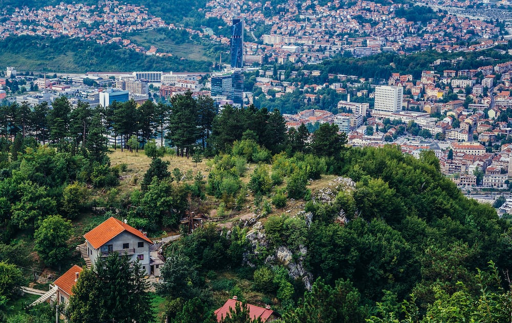 Sarajevo Bosnia and Herzegovina - Aerial view from one of the hills surrounding Sarajevo