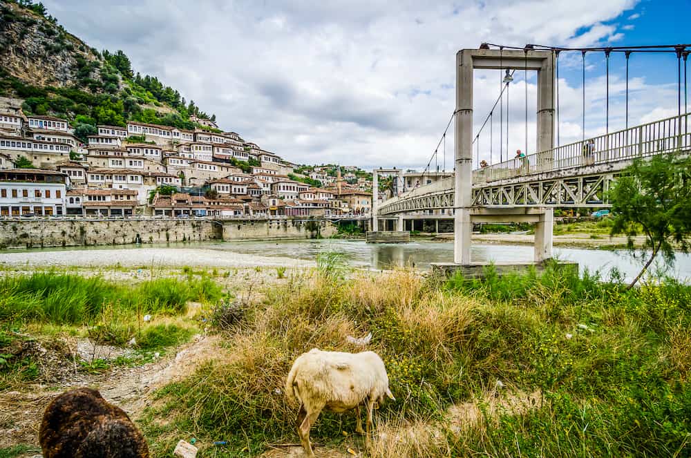Berat, Albania - Bridge over the river to the old town