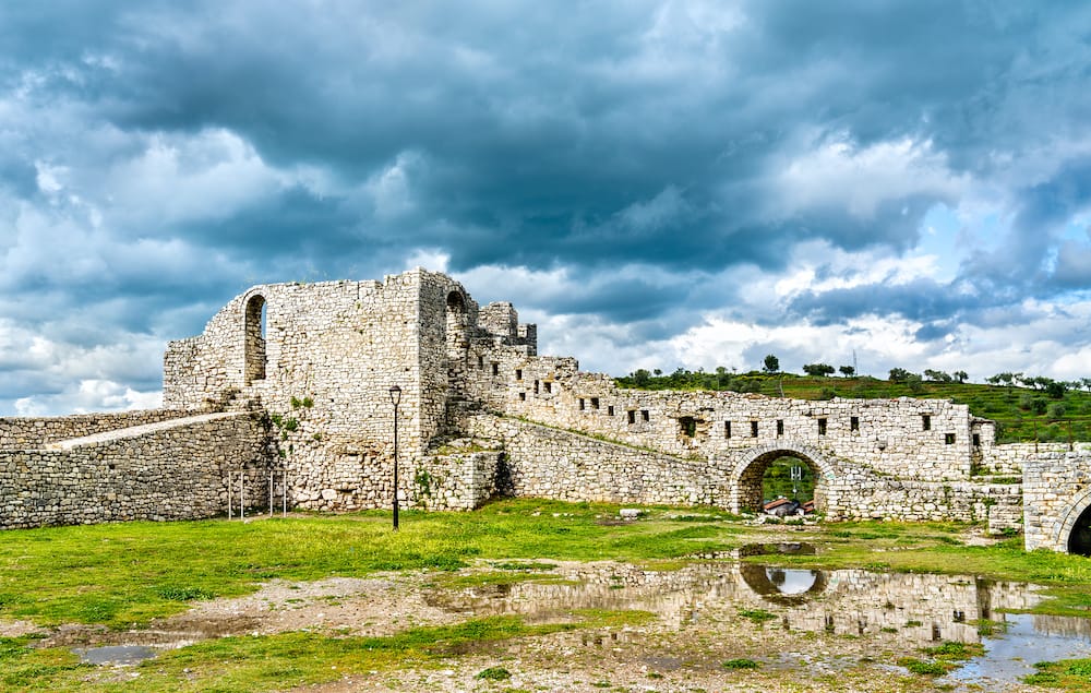 Ruins of Berat castle. UNESCO world heritage in Albania