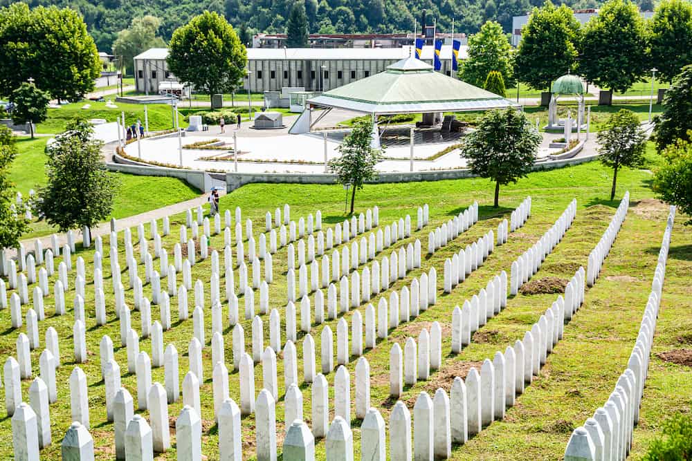 Potocari, Bosnia and Herzegovina - . Gazebo in site of Memorial to genocida in Srebrenica and Potocari