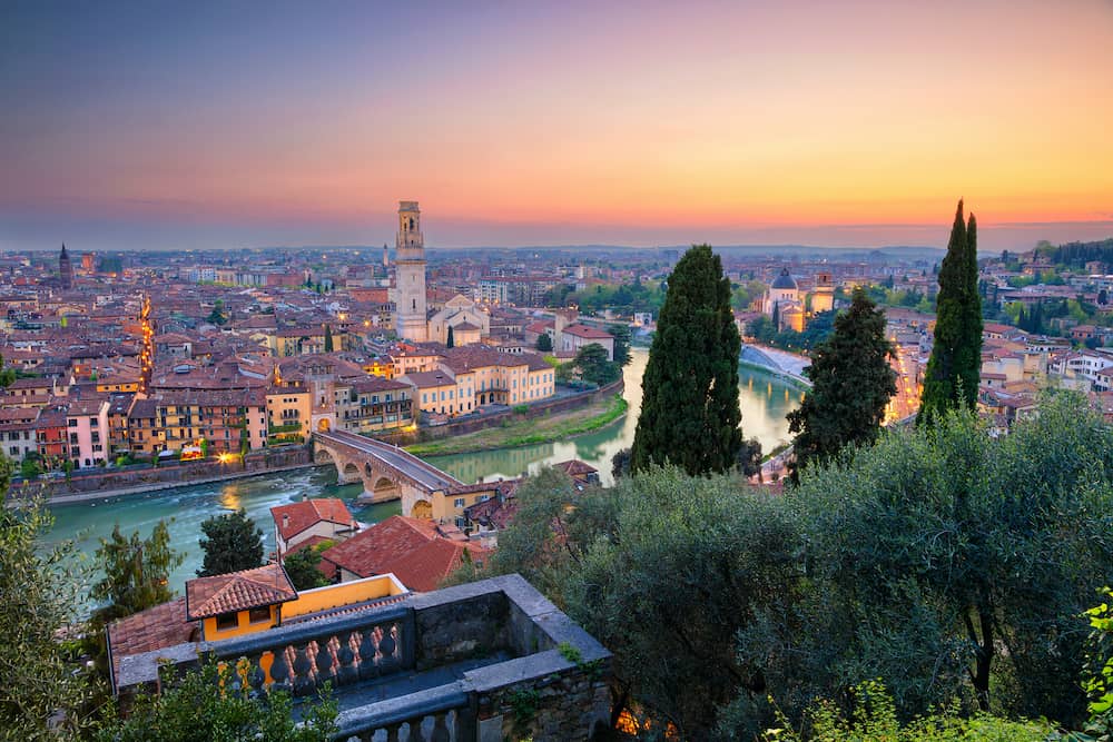 Verona, Italy. Cityscape image of Verona, Italy during sunset.